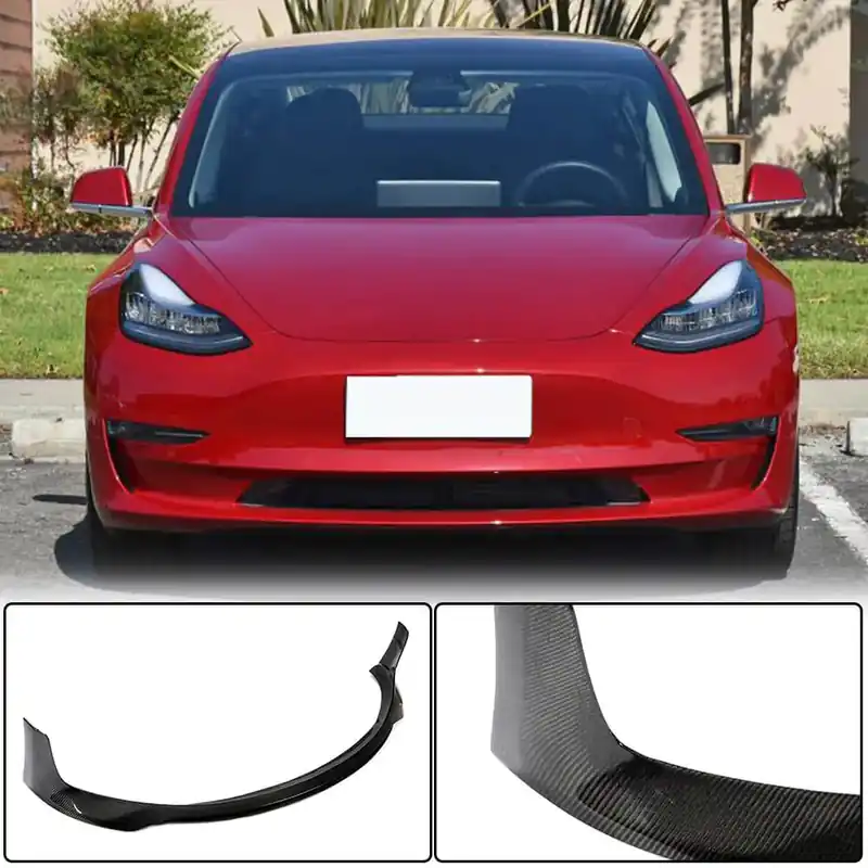 Preț promoțional - Tesla Model 3 2017- Prelungire bara fata Lip V4 (2017-2023, Carbon)